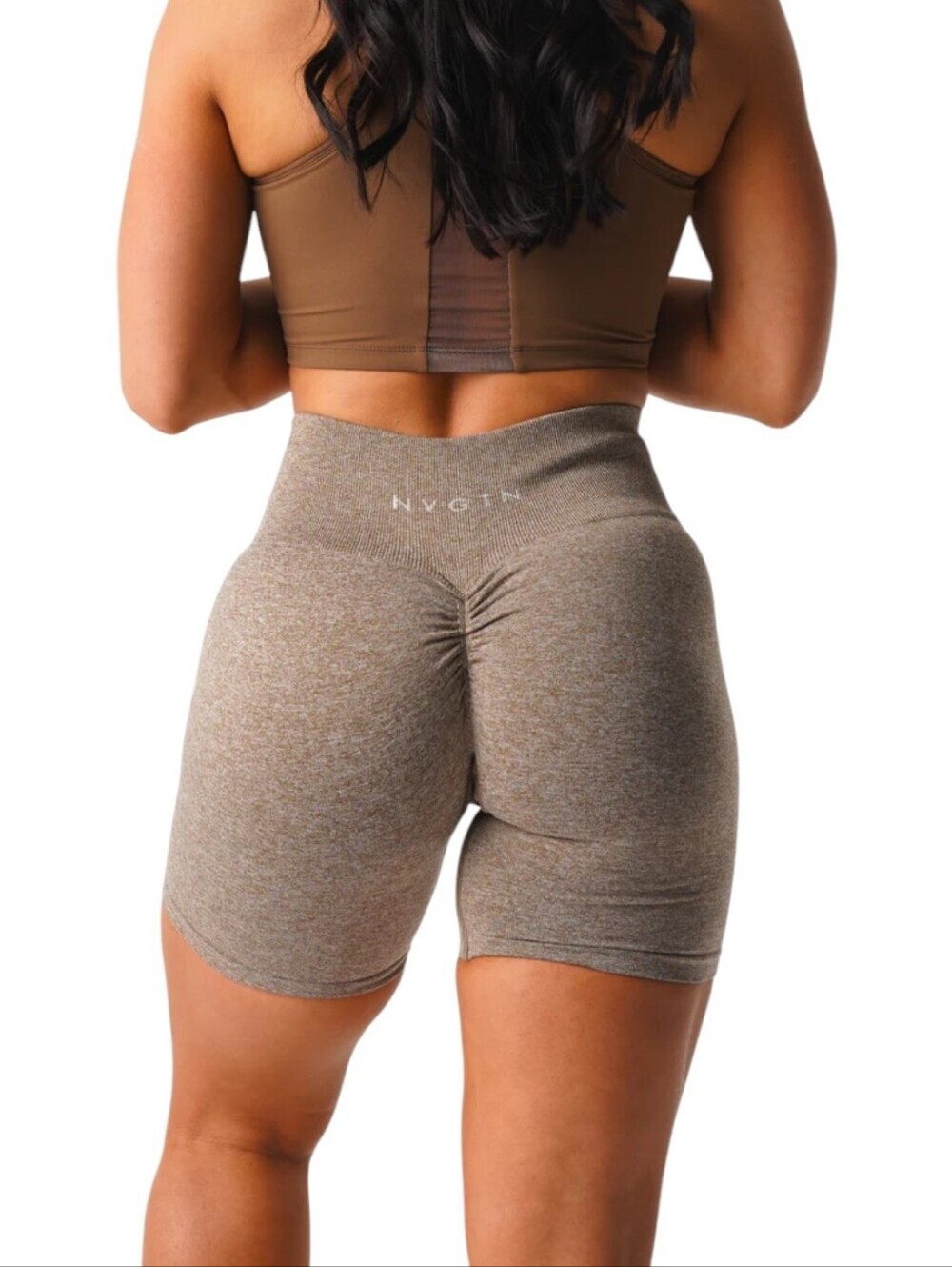 NVGTN Scrunch Seamless Shorts Brown Women's Small